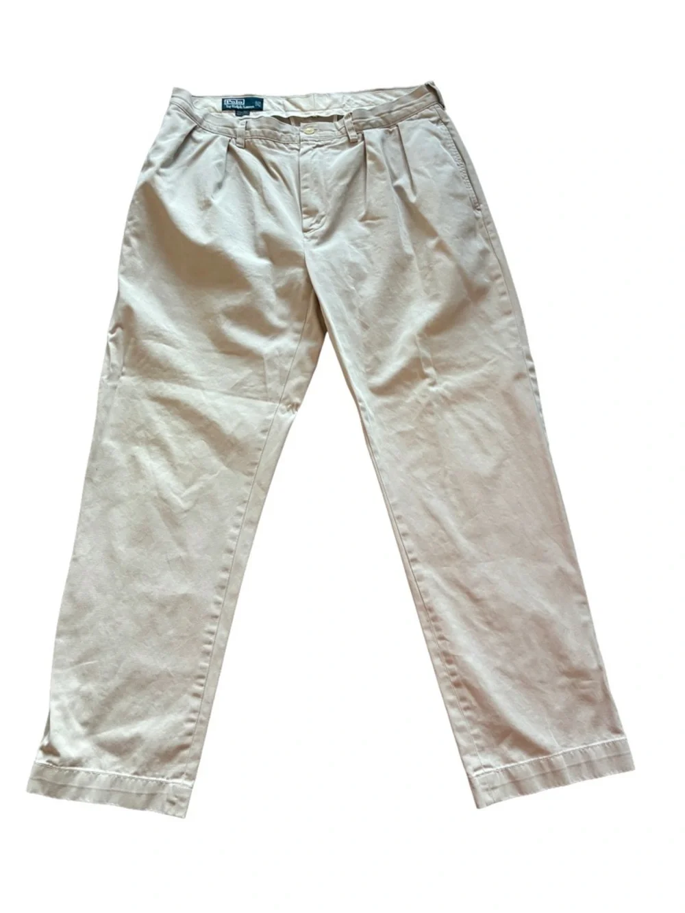 Polo Ralph Lauren Ethan Khaki Pants 36x31 Vintage Pleated Chinos